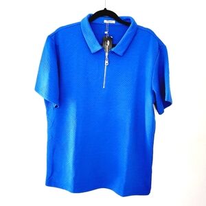 MENS blue zipper polo shirt , short sleeves